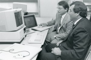 The official opening of the Ryerson Computer Centre with Ryerson President Brian Segal, 1983.