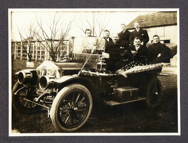 Figure 5: 2008.001.1471. Unknown, [Men in car], gelatin silver print on card mount [ca. 1910], United States, 25.5 x 30.6 cm (with mount).