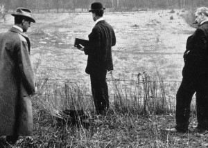 George Eastman visits Toronto, 1912. Eastman and executives John Palmer and S.B. Cornell survey the land that would soon become Kodak Heights.