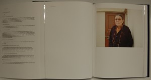 Double page spread with a portrait of a woman and text telling her story